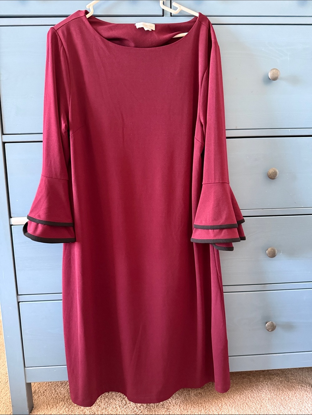 Charter Club Burgundy Bell-Sleeve Shift Dress